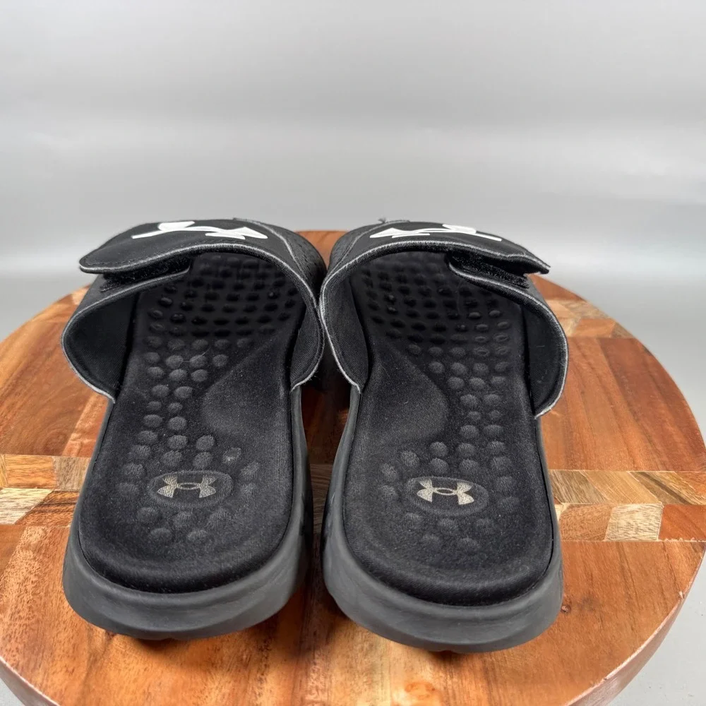 Under Armour Ignite VI Mens Black White Adjustable Slide Sandals Size 7